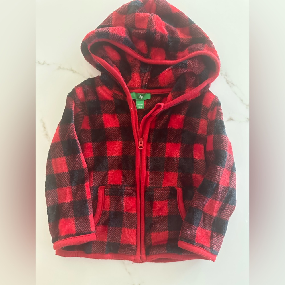 Buffalo Plaid Hooded Fleece Hooded Jacket (Red/Black) 6-12 Month